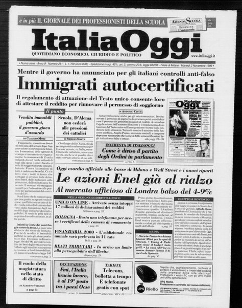 Italia oggi : quotidiano di economia finanza e politica